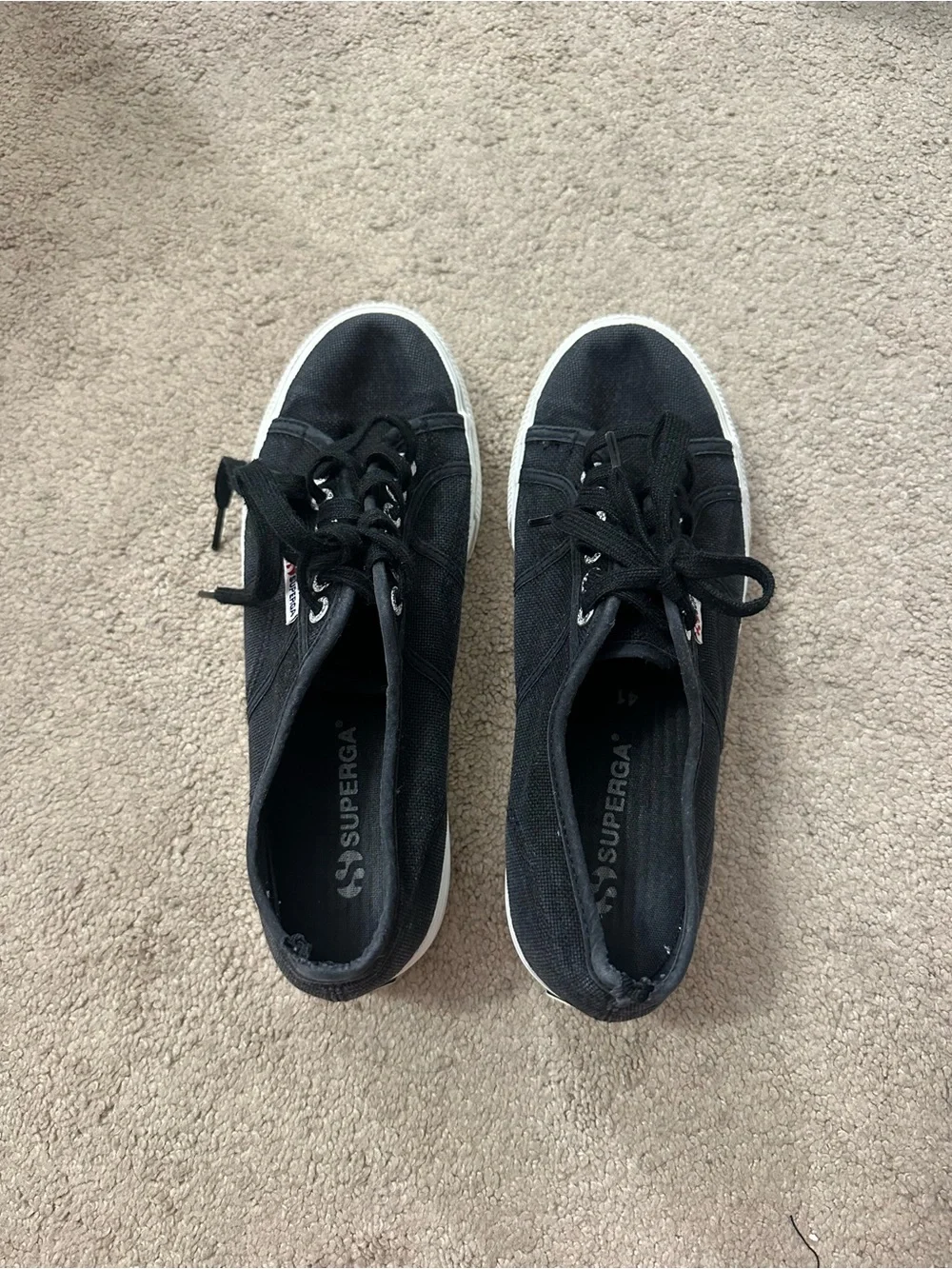 Superga Black Low-Top Canvas Sneakers with White Sole